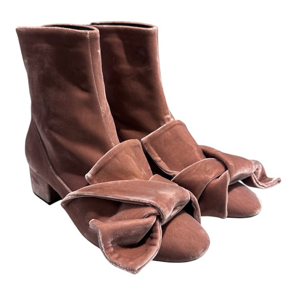 No.21 Women's Rose/Dusty Pink Velvet Knotted Ankle Boots size IT 38.5 US 7.5 - Picture 1 of 11